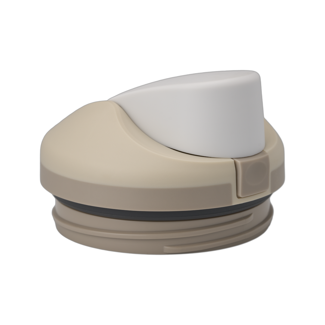 FreeSip Tumbler 40oz replacement lid in Lightly Toasted, warm tan/sand dome-shaped lid with white flip cap and tan carry loop